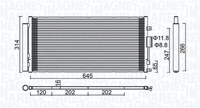 Конденсатор, кондиционер MAGNETI MARELLI 350203644000 для ABARTH 500C