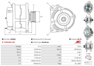 GENERATOR / ALTERNATOR AS-PL A9356S 4