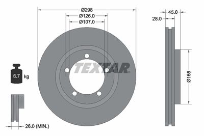 Тормозной диск TEXTAR 92040200 для PORSCHE 944