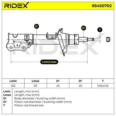 амортисьор RIDEX 854S0702