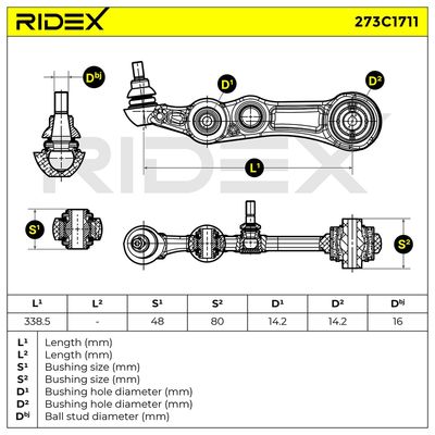 носач, окачване на колелата RIDEX 273C1711