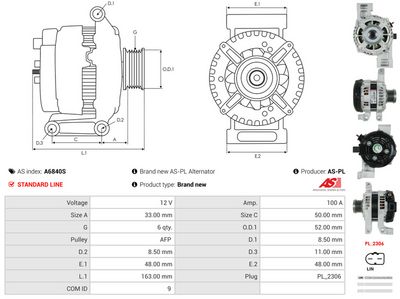 GENERATOR / ALTERNATOR AS-PL A6840S 4