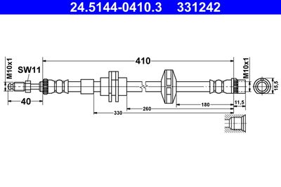 Тормозной шланг ATE 24.5144-0410.3 для RENAULT LAGUNA