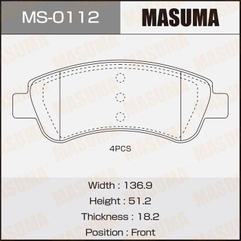 Комплект тормозных колодок MASUMA MS-0112 для PEUGEOT 307