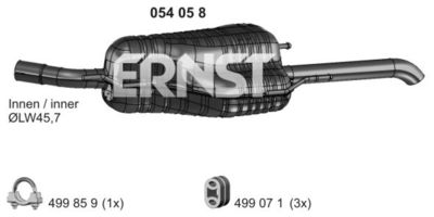 ERNST 054058 Глушитель выхлопных газов  для OPEL ZAFIRA A вэн (T98) 1.8 16V (F75)