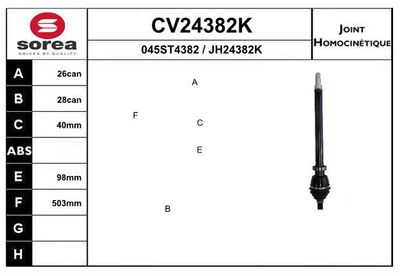 GELENKSATZ ANTRIEBSWELLE EAI CV24382K