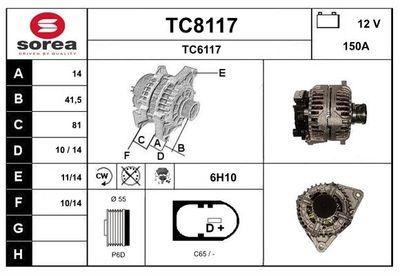 GENERATOR / ALTERNATOR SNRA TC8117