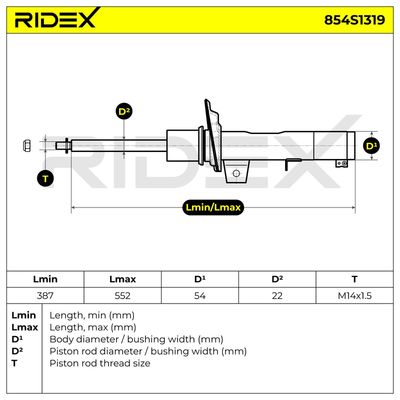 амортисьор RIDEX 854S1319