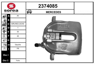 EAI 2374085 Тормозной суппорт  для MERCEDES-BENZ 190 (W201) E 2.3 (201.028)