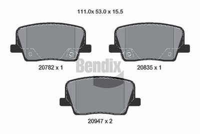 Комплект тормозных колодок, дисковый тормоз BENDIX Braking BPD2463 для SSANGYONG REXTON