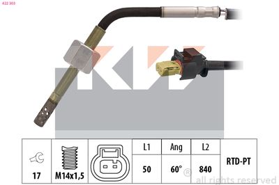 czujnik, temperatura spalin KW 422 303