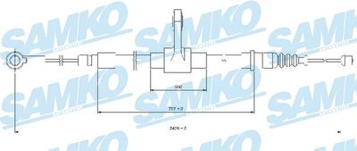 Тросик, cтояночный тормоз SAMKO C1416B для FIAT TEMPRA