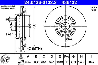 Тормозной диск ATE 24.0136-0132.2 для BMW iX