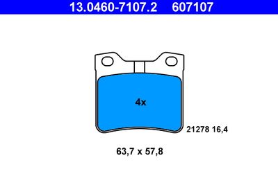 Комплект тормозных колодок, дисковый тормоз ATE 13.0460-7107.2 для PEUGEOT 605