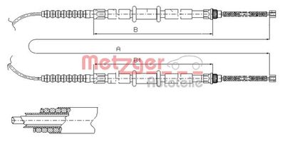 Тросик, cтояночный тормоз METZGER 1261.3 для FIAT FIORINO