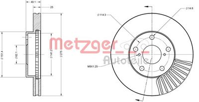 METZGER 6110282 Тормозные диски для TOYOTA RAV 4 II (_A2_) 1.8 (ZCA25_, ZCA26_) METZGER 6110282 Тормозные диски для TOYOTA RAV 4 II (_A2_) 1.8 (ZCA25_, ZCA26_)