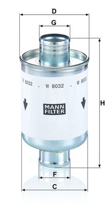 Filtr, pracovní hydraulika MANN-FILTER W 8032
