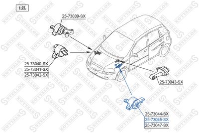 Подвеска, двигатель STELLOX 25-73045-SX для DAEWOO KALOS
