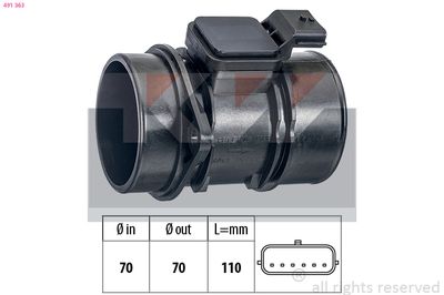 Przepływomierz masowy powietrza KW 491 363