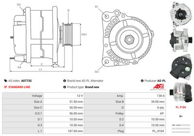 GENERATOR / ALTERNATOR AS-PL A0773S 4