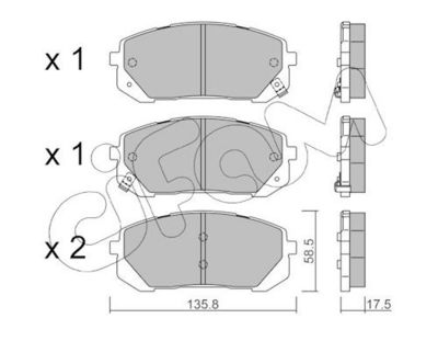 комплект спирачно феродо, дискови спирачки CIFAM 822-1373-0