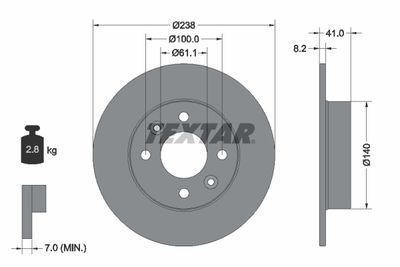 Тормозной диск TEXTAR 92036003 для RENAULT RAPID