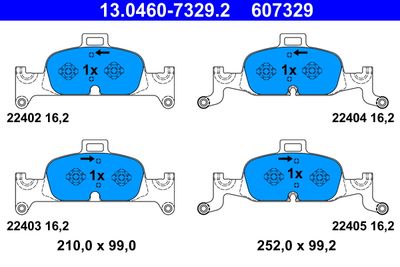 Комплект тормозных колодок, дисковый тормоз ATE 13.0460-7329.2 для AUDI A5