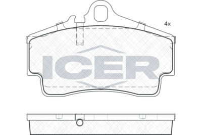 комплект спирачно феродо, дискови спирачки ICER