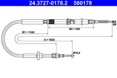 ATE 24.3727-0178.2 Трос ручного тормоза  для AUDI A6 (Ауди А6)