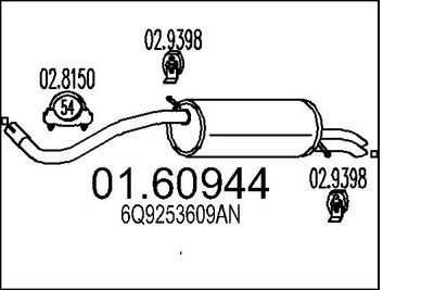 MTS 01.60944 Глушитель выхлопных газов  для SEAT CORDOBA (Сеат Кордоба)