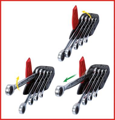 Ks Tools - Kľúč očkoplochý račňový 8-19mm 5ks