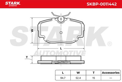 комплект спирачно феродо, дискови спирачки STARK SKBP-0011442