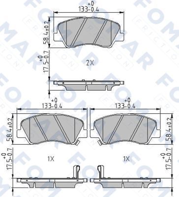 Комплект тормозных колодок, дисковый тормоз FOMAR Friction FO 246881 для HYUNDAI SOLARIS