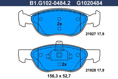 GALFER B1.G102-0484.2 Тормозные колодки и сигнализаторы  для FIAT PUNTO (188_) 1.9 JTD