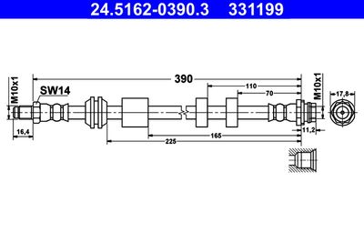 Тормозной шланг ATE 24.5162-0390.3 для FORD S-MAX