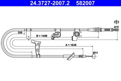 ATE 24.3727-2007.2 Трос ручного тормоза  для SUZUKI SX4 (Сузуки Сx4)
