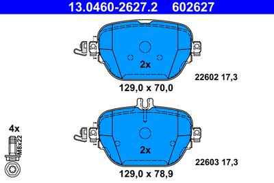 Комплект тормозных колодок, дисковый тормоз ATE 13.0460-2627.2 для MERCEDES-BENZ EQC