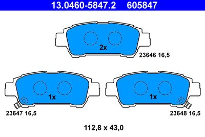 Комплект тормозных колодок, дисковый тормоз ATE 13.0460-5847.2 для TOYOTA ALPHARD