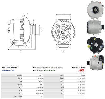 GENERATOR / ALTERNATOR AS-PL A9544PR 4