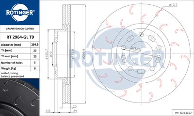 спирачен диск ROTINGER RT 2964-GL T9