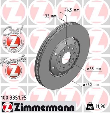 ZIMMERMANN 100.3351.75 Тормозные диски для AUDI A4 B5 Avant (8D5) RS4 quattro ZIMMERMANN 100.3351.75 Тормозные диски для AUDI A4 B5 Avant (8D5) RS4 quattro