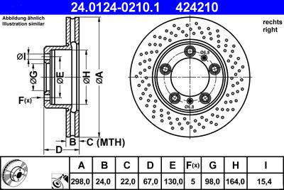 Тормозной диск ATE 24.0124-0210.1 для PORSCHE BOXSTER