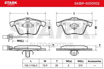 комплект спирачно феродо, дискови спирачки STARK SKBP-0010102