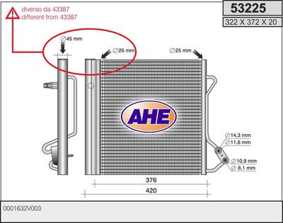 Конденсатор, кондиционер AHE 53225 для SMART CABRIO