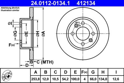 Тормозной диск ATE 24.0112-0134.1 для RENAULT FUEGO