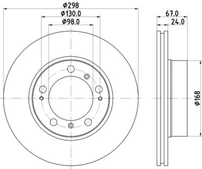 Тормозной диск HELLA 8DD 355 125-451 для PORSCHE BOXSTER