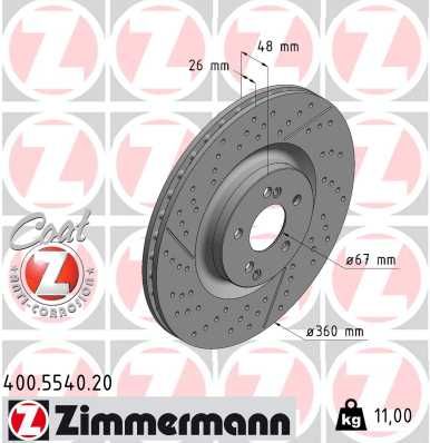 Тормозной диск ZIMMERMANN 400.5540.20 для MERCEDES-BENZ GLC