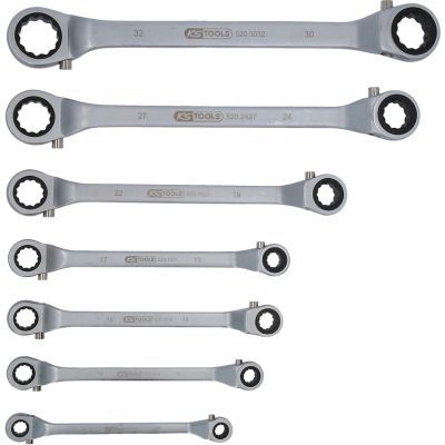 KS TOOLS Terkšlinių dvipusių žiedinių veržliarakčių rinkinys