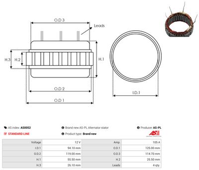 Stator, generator AS-PL AS0052