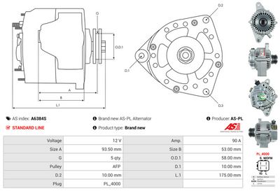 GENERATOR / ALTERNATOR AS-PL A6384S 4